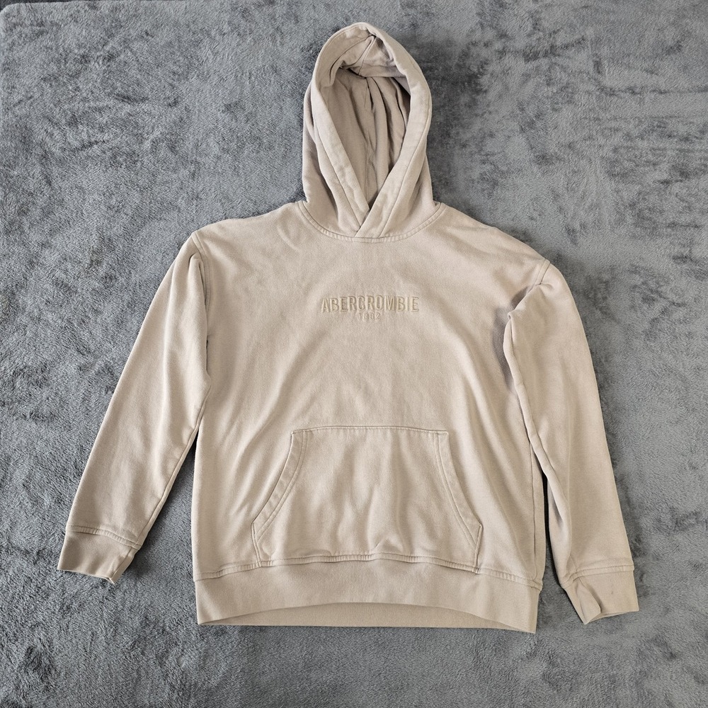 Abercrombie Kids Hoodie Youth 13/14 Beige Pullover Kangaroo Pocket‎